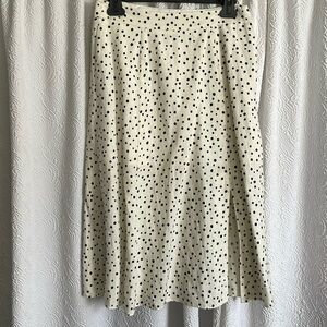 Cream and Black Polka Dot Mid-Length Skirt